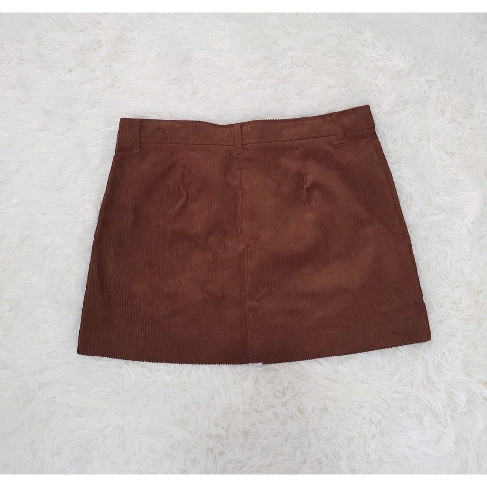 H&M Brown Corduroy Mini Skirt Size 14 Cottagecore Earth Tone Festival Wear - Picture 3 of 4